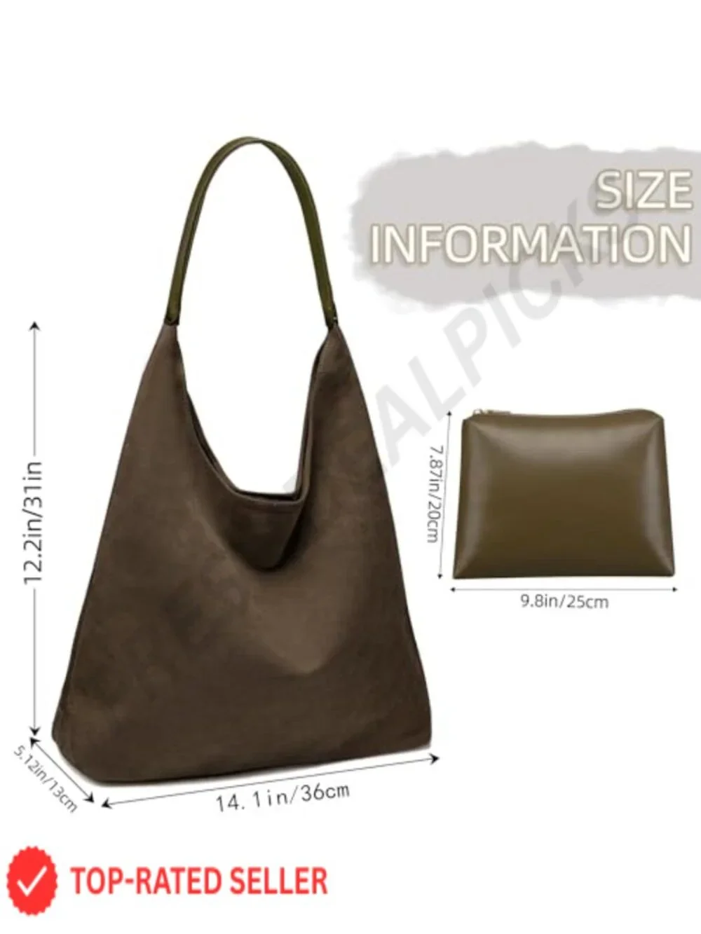 Large Work Tote Bag for Women Boho Slouchy Faux Suede Handbag